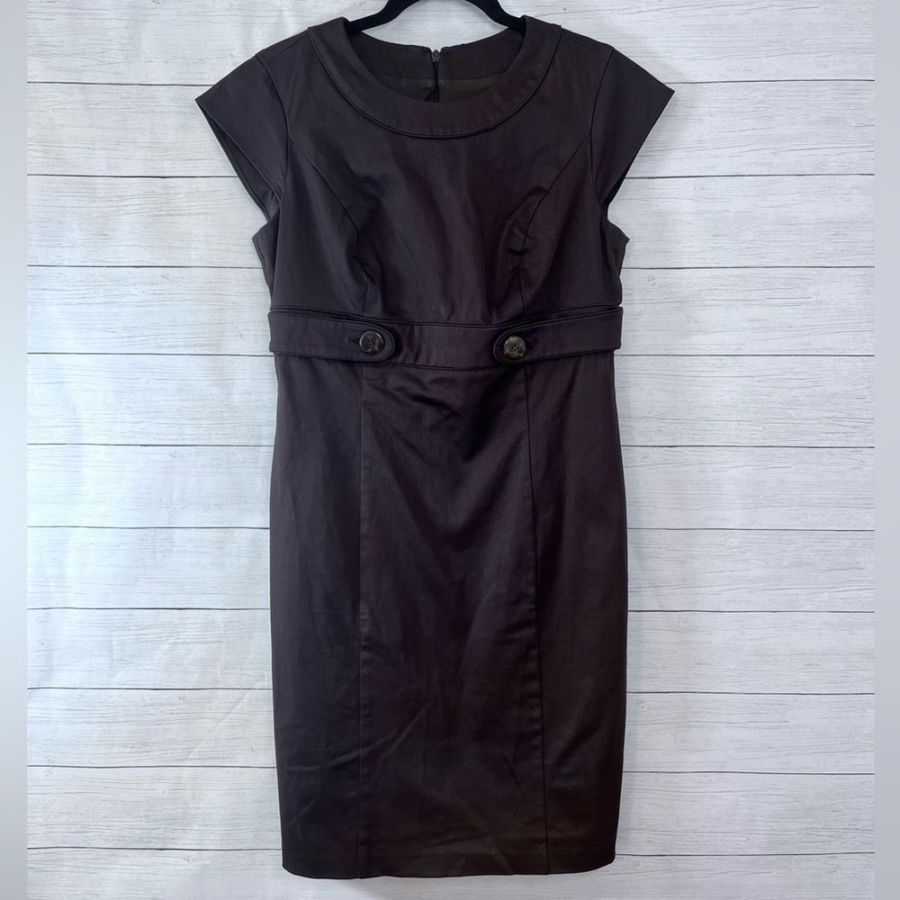 OCOC Sheath Cap Sleeve Zip Back Dress Brown Size 8 💗
